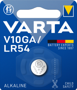 Varta batteri V10GA alkaline 1,5V: 50mAh: Ø11,6x3,05mm LR54