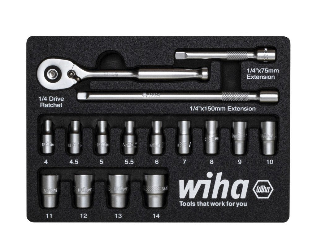 Topnøglesæt 1/4" 17 dele