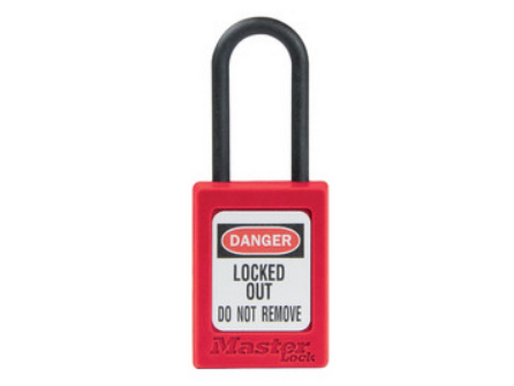 MasterLock Zenex padlock in RED Thermoplastic 35x38mm w/nylon shackle Ø4.76mm - key Alike