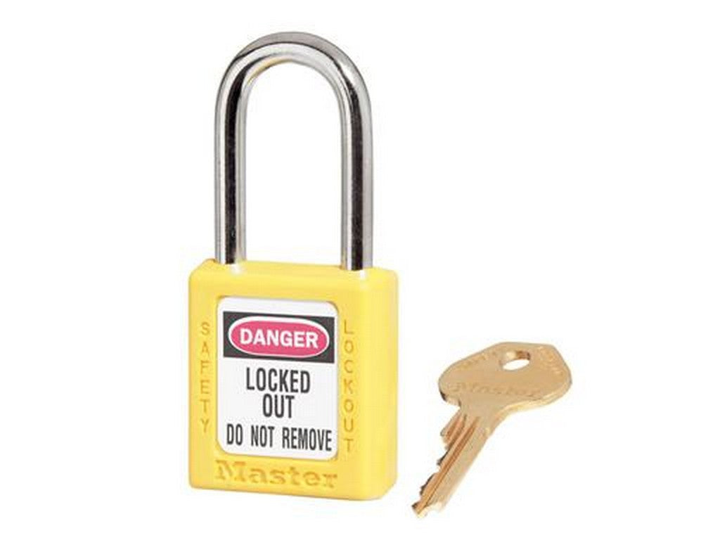 MasterLock Zenex hængelås COMPOSIT GUL Key different/key retaining - 38x38mm m/metalbøjle Ø6mm