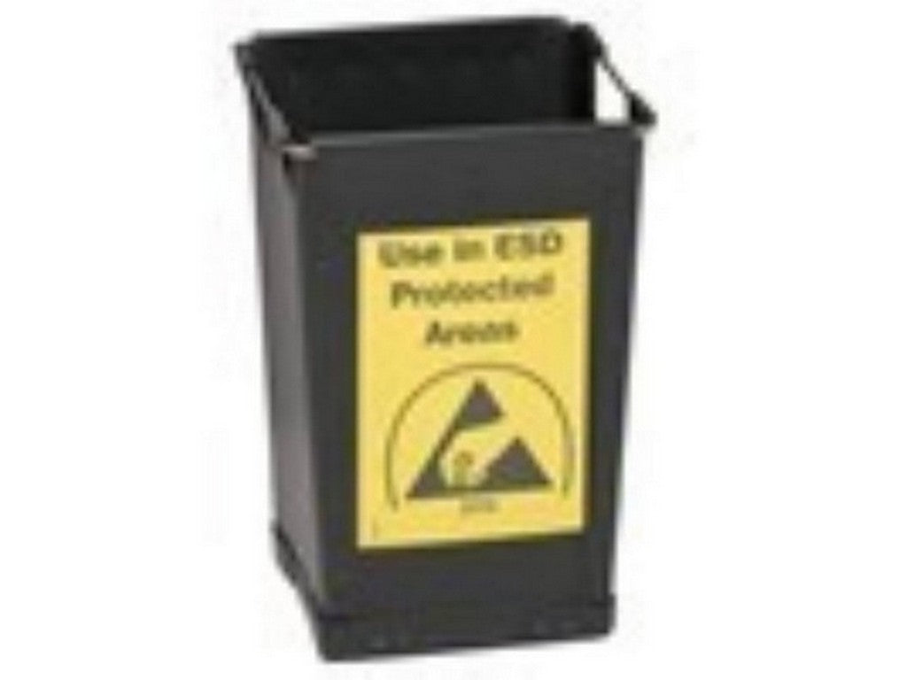 Papirkurv ESD 25x25x40cm black papirkurv med gul ESD-mærkning