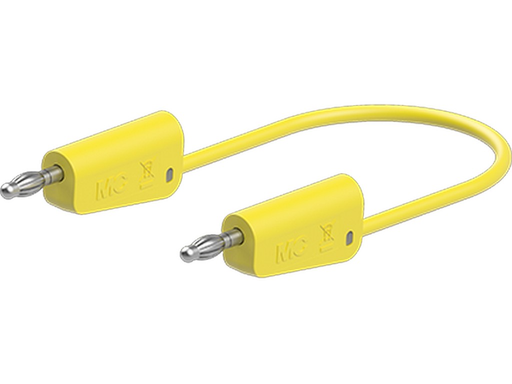 Silicone test lead 2.5mm 100cm YELLOW LK-4N-S25 32A 30V AC/60V DC nickel-plated plug