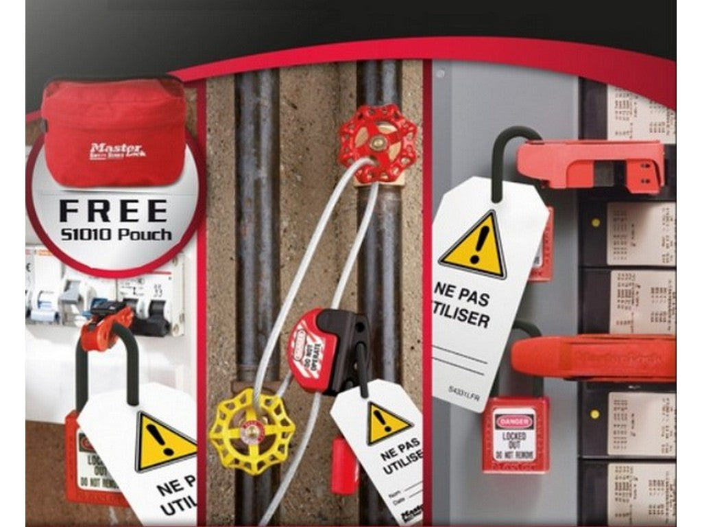 MasterLock General Maintenance Lock-Out kit w/various lock-outs and locks in bag