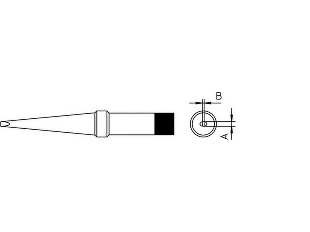 Loddespids 480C 3,2mm skruetrækker, detaljeret skitse og mål