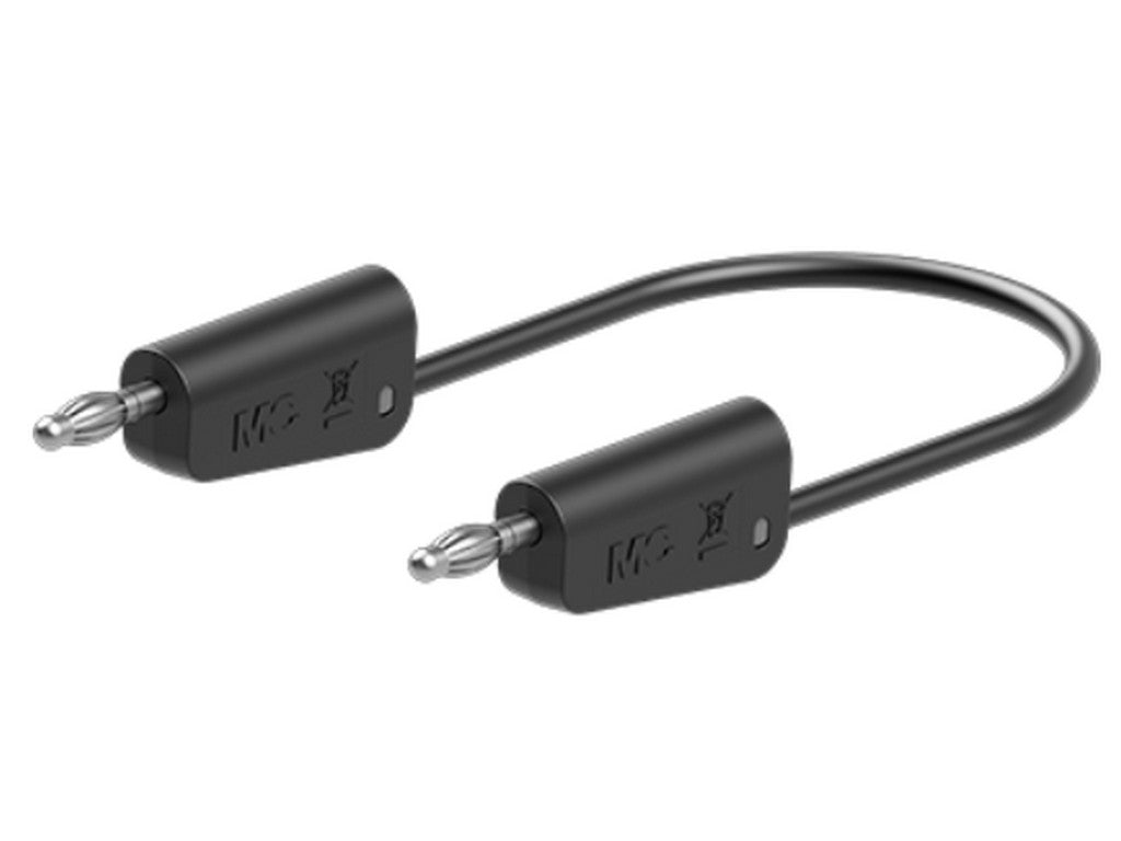 Prøveledning i silicone 1mm² 200cm SORT LK-4N-S10 19A 30V AC/60V DC forniklet stik