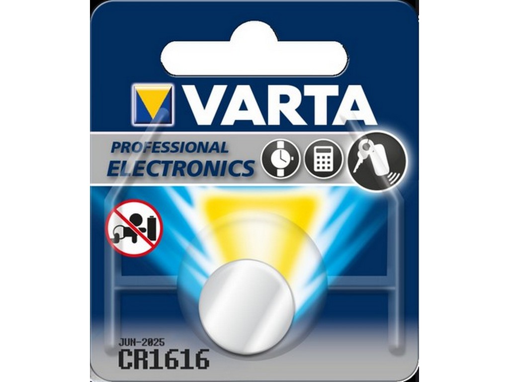 Varta batteri CR1616 lithium 3V Professional Electronics pakke til ur, bilnøgle