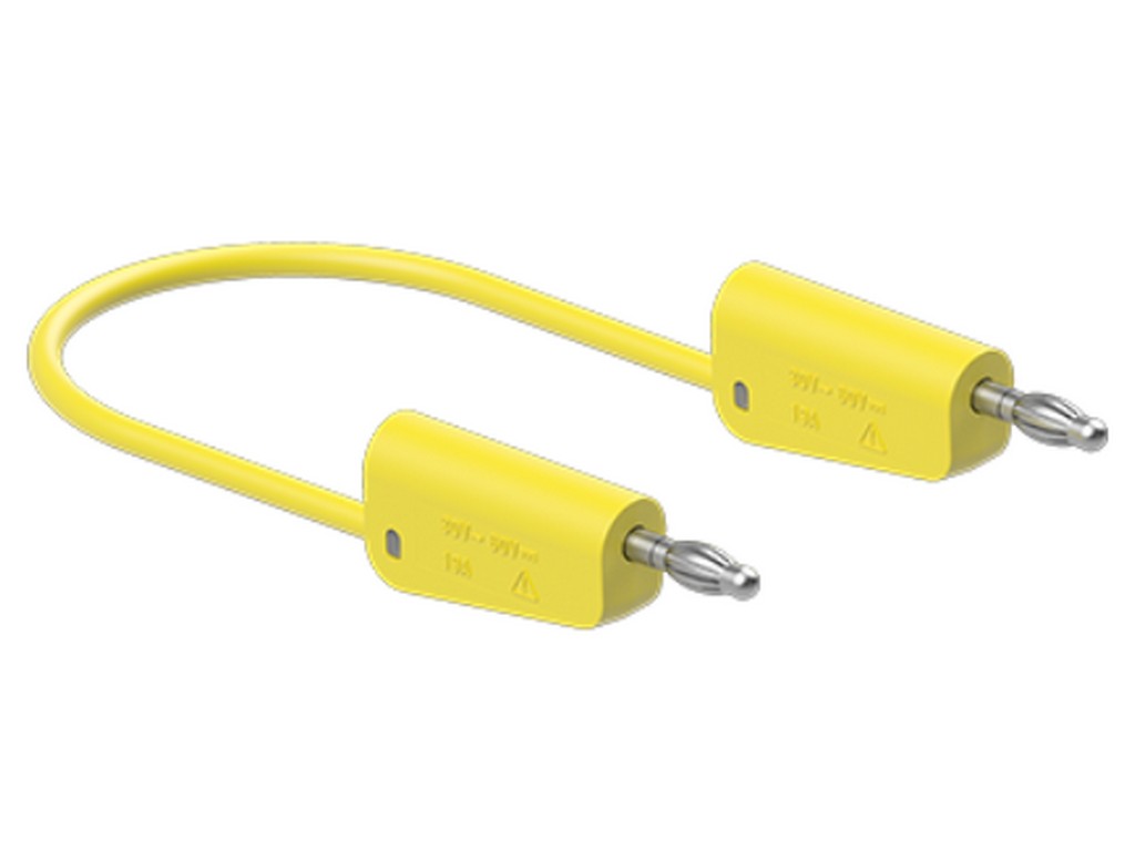 Prøveledning i silicone 1mm² 150cm GUL LK-4N-S10 19A 30V AC/60V DC forniklet stik