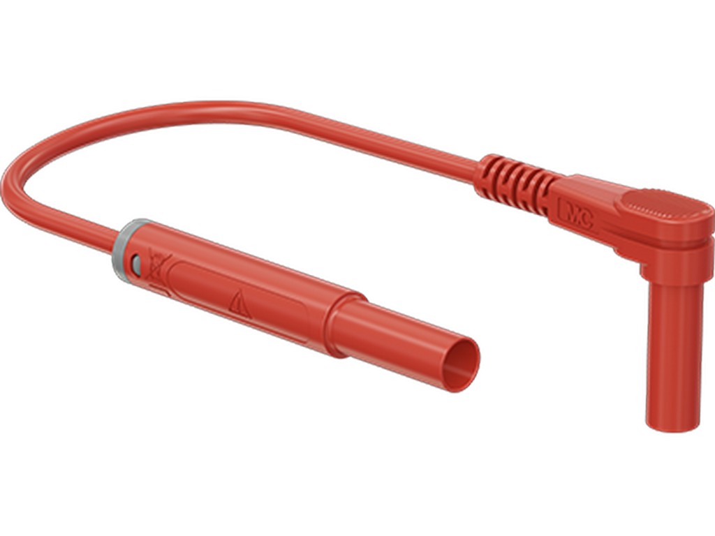 Test lead 1mm silicone 1.0m red SARK-4N-S10 angle/straight 1000V/19A CATIII