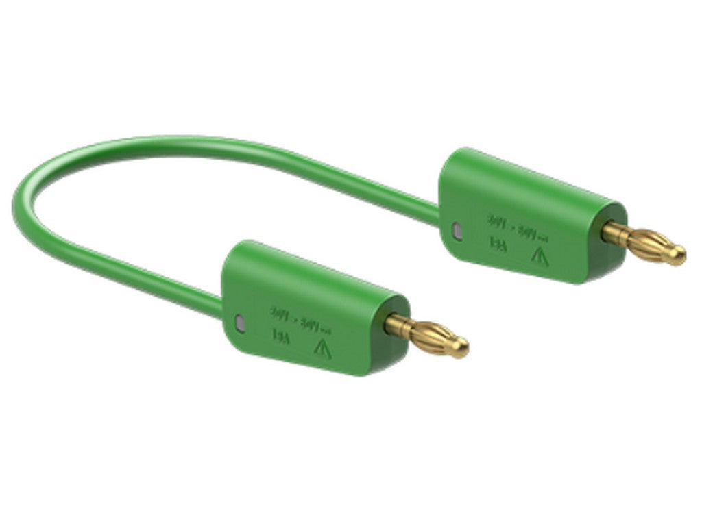 Prøveledning i silicone 1mm² 50cm GRØN LK-4A-S10 19A 30V AC/60V DC Forgyldt stik