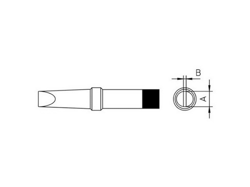 Loddespids 480°C 4,8mm mejsel detaljeret diagram med mål