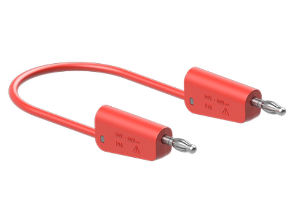 Prøveledning i silicone 1mm² 150cm RØD LK-4N-S10 19A 30V AC/60V DC forniklet stik