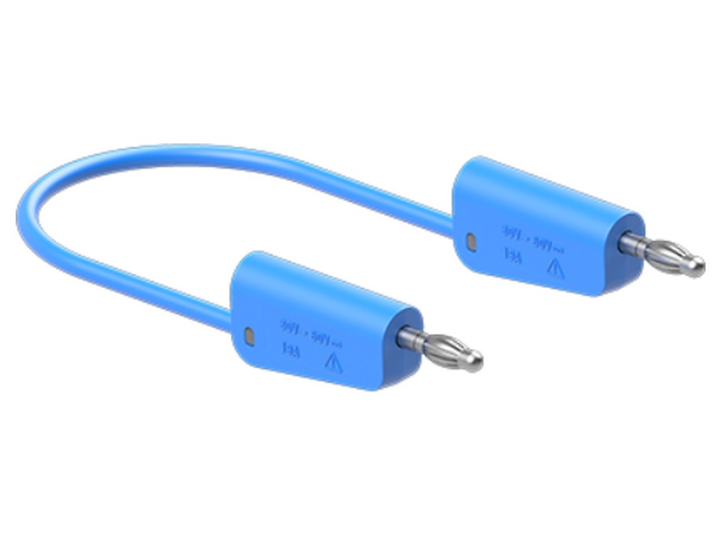 Prøveledning i silicone 1mm² 150cm BLÅ LK-4N-S10 19A 30V AC/60V DC forniklet stik
