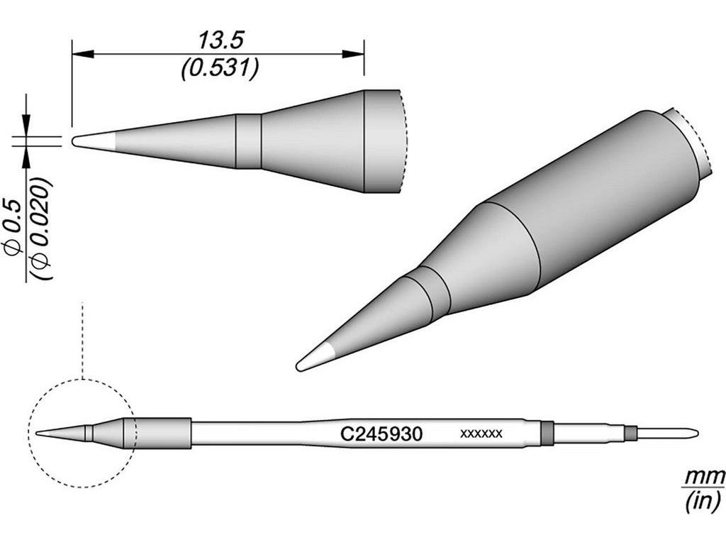 Conical soldering tip, 0.5 mm, C245930