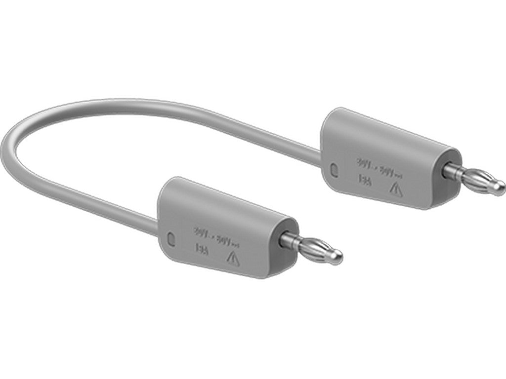 Prøveledning i silicone 2,5mm² 100cm GRÅ LK-4N-S25 32A 30V AC/60V DC forniklet stik