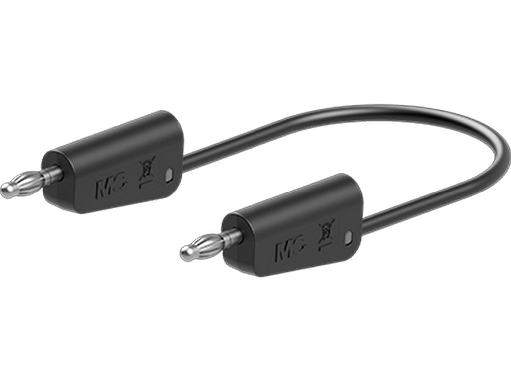 Prøveledning i silicone 1mm² 50cm sort LK-4N-S10 19A 30V AC/60V DC forniklet stik