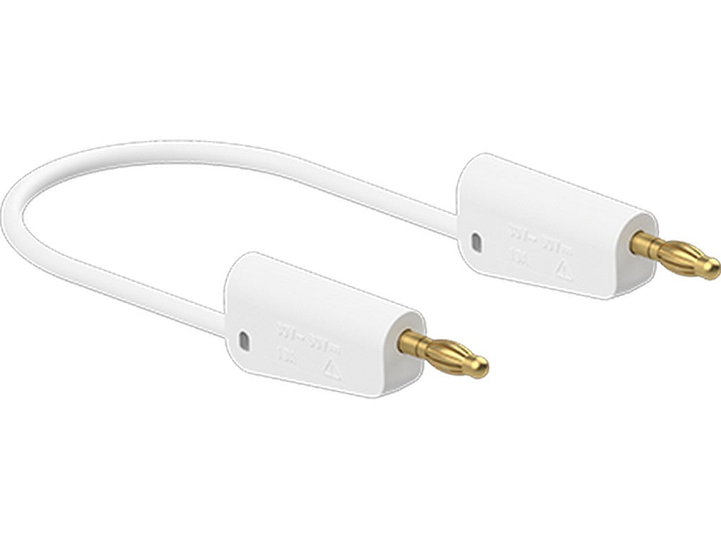 Prøveledning i silicone 2,5mm² 25cm HVID LK-4A-S25 32A 30V AC/60V DC forgyldt stik