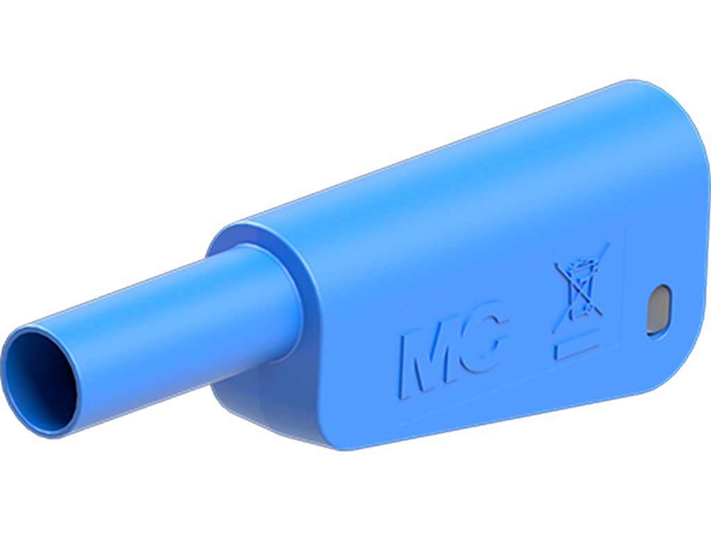 Bananstik Ø4mm SLQ-4N-46 blå 1000V CATII/600V CATIII 32A f/2,5mm2 ledning for lodning