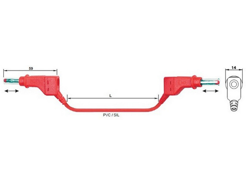 Test lead XZG425-200cm Grey 2.5mm2 - 600V - CAT II - 32A