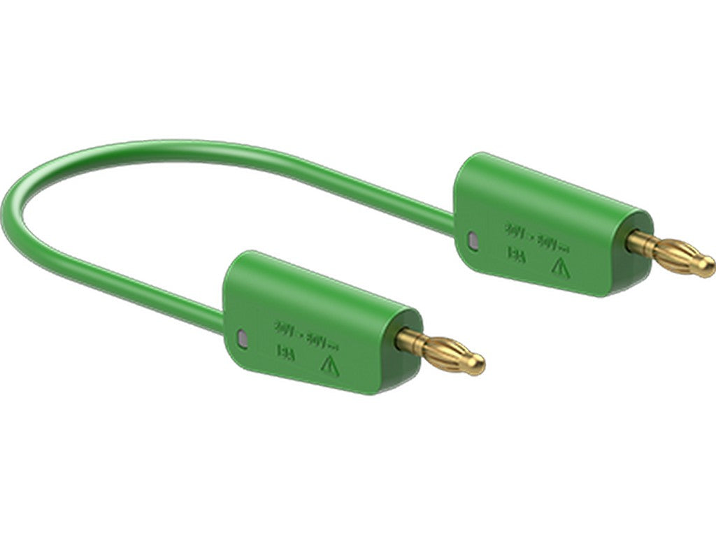 Prøveledning i silicone 2,5mm² 50cm GRØN LK-4A-S25 32A 30V AC/60V DC forgyldt stik