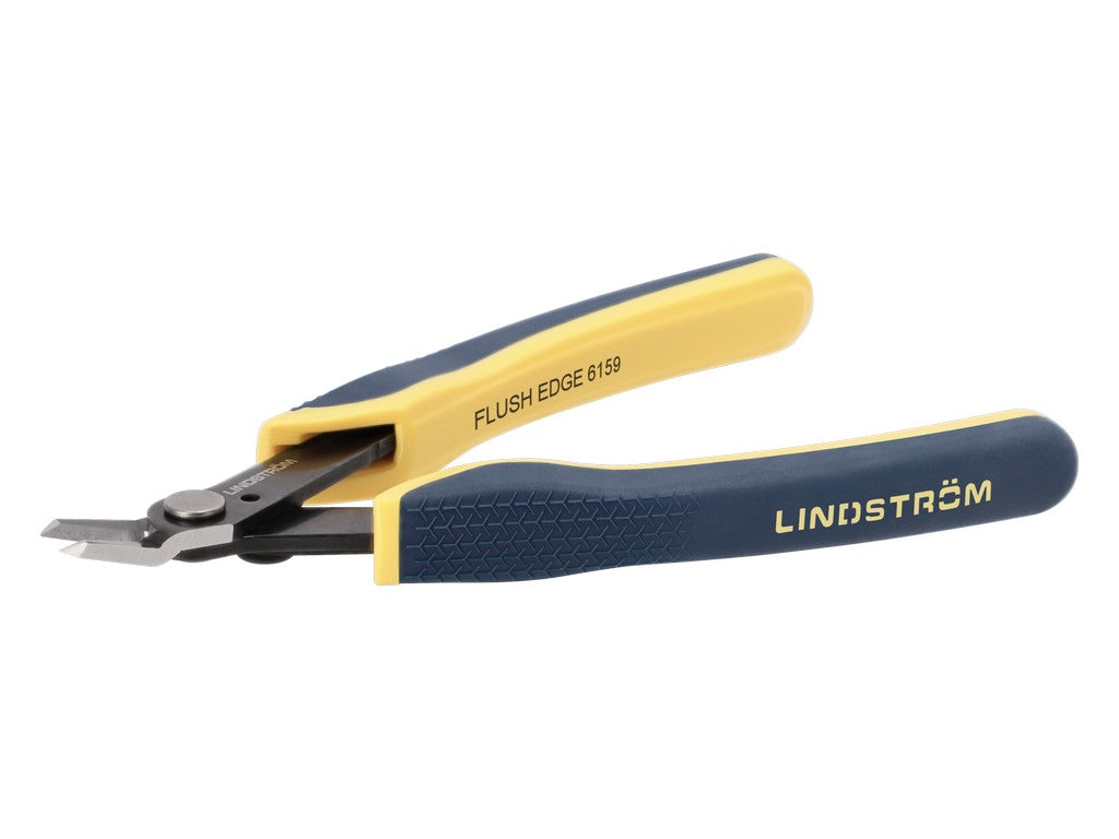 Lindstrøm Edge bidetang ESD 6159 ekstra slim med gul og blå greb.