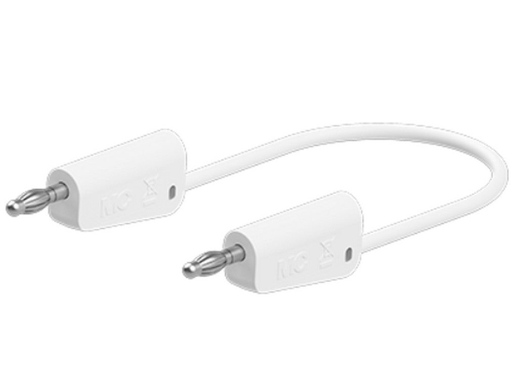 Test lead in PVC 1mm 25 cm White LK-4N-F10 19A 30V AC/60V DC nickel-plated plug