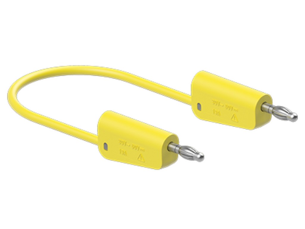 Prøveledning i silicone 1mm² 50cm GUL LK-4N-S10 19A 30V AC/60V DC forniklet stik