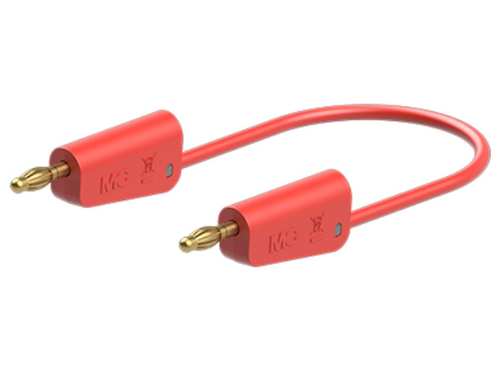 Prøveledning silicone 1mm² 150cm RØD LK-4A-S10 19A 30V AC/60V DC Forgyldt stik
