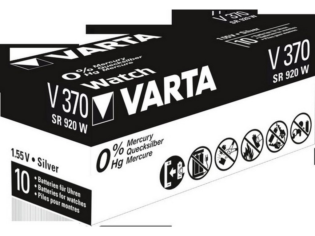 Varta batteri V370 sølvoxid 1,55V; 30mAh; Ø9,5x2,1mm SR69 High Drain
