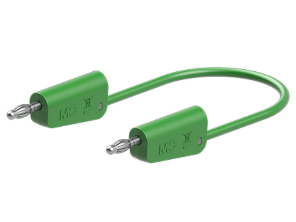 Prøveledning i silicone 1mm² 200cm GRØN LK-4N-S10 19A 30V AC/60V DC forniklet stik