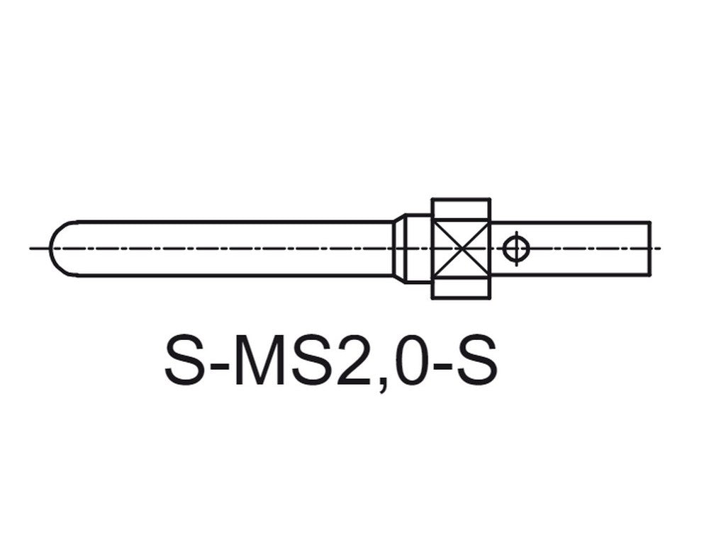 Medico stik 2mm S-MS2,0-S teknisk tegning