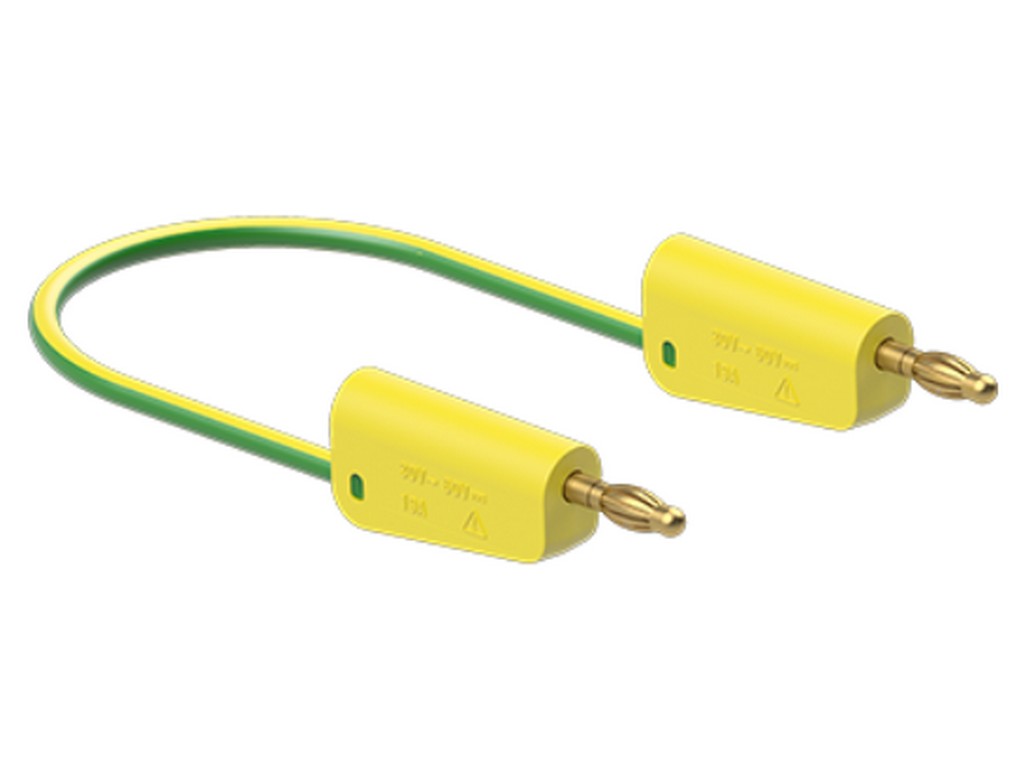 Prøveledning i silicone 1mm² 100cm GUL/GRØN LK-4A-S10 19A 30V AC/60V DC forgyldt stik