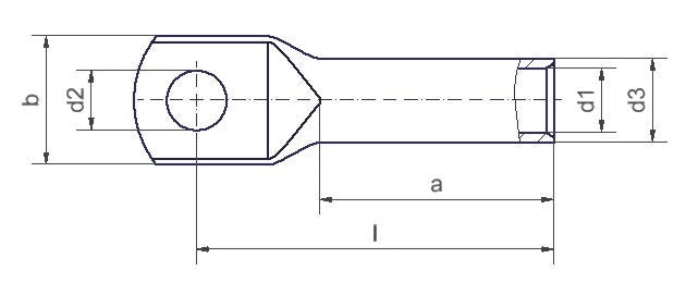 Cable lug Cu tinned 16mm-Ø8mm; DIN 46 235