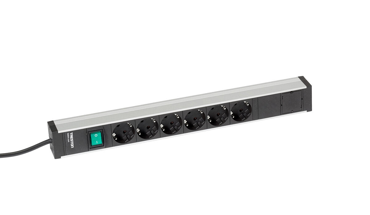 Power rail 468mm 6 sockets+switch