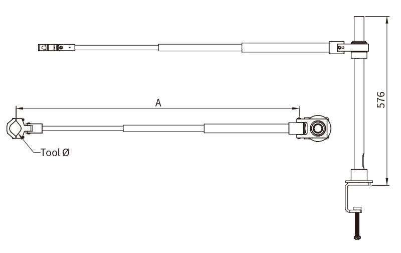 C-Clamp balance arm Bordmontering (43-100) cm