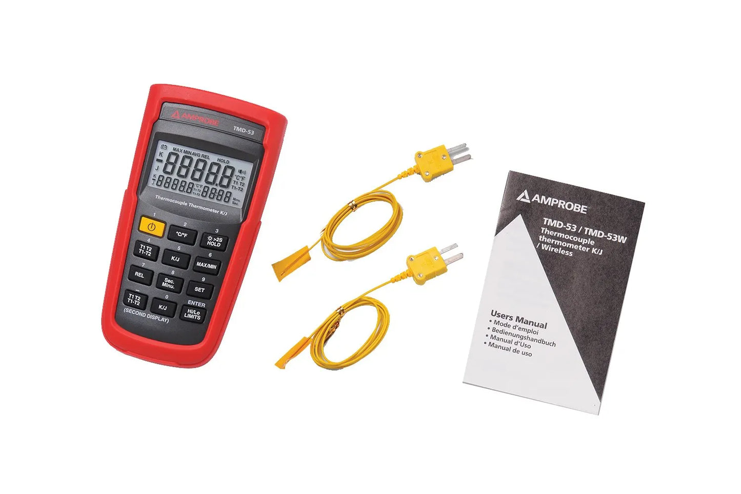 Thermometer 2-channel K and JK=-180°C -+1350°C/J after sensing 2 wire sensors included tp. K