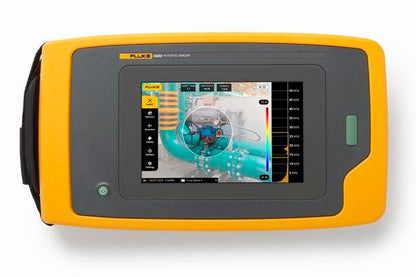 Fluke ii500 Sonic Industrial Imager viser SoundMap af lækage ved en industriel ventil.