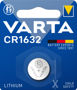 Varta batteri CR1632 lithium 3V; 140mAh; Ø16x3,2mm