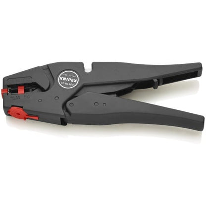 Knipex 12 40 200 selvjusterende afisoleringstang i sort glasfiberforstærket plast med rødt justeringshjul.