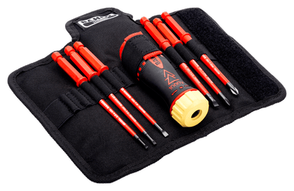 Skaldeskruetrækkersæt 1000V isoleret med ligekærv og Phillips, udskiftelige klinger i sæt - 6 stk