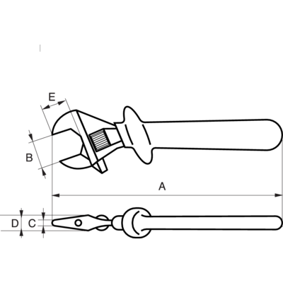 VDE-insulated adjustable wrench with thumb screw 8