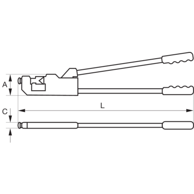 Crimping pliers for usiol.cable lugs 10-120mm mandrel pressing
