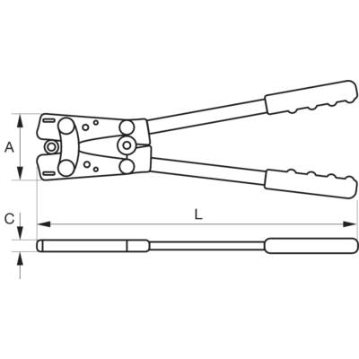 Crimping pliers for usiol cable lugs 25-150mm