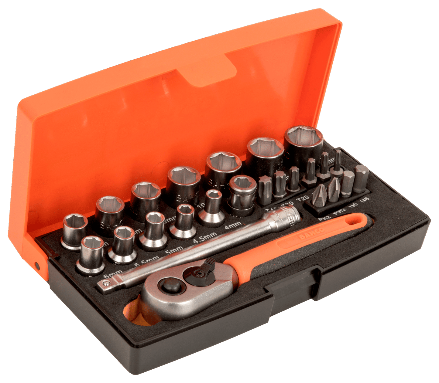Socket wrench set w/ 25 pieces 1/4 Dynamic Drive sockets
