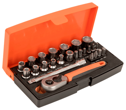 Socket wrench set w/ 25 pieces 1/4 Dynamic Drive sockets