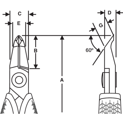 Lindstrøm Edge bidetang ESD Flush snit skrå hoved 60 grader 130mm