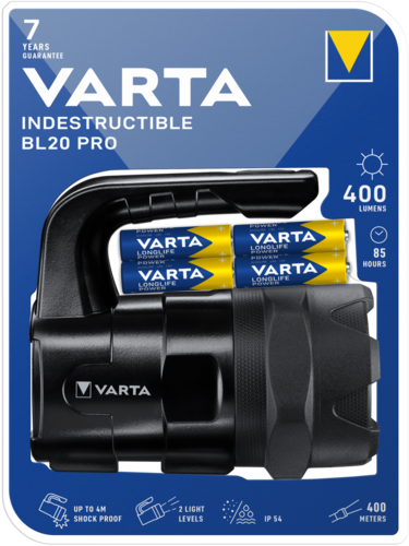 Varta Indestruct. work light LED-incl batt. 4xC - 150Lm