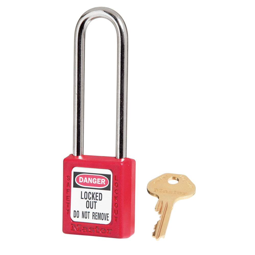 Zenex padlock COMPOSIT RED Key different/key retaining-38x38mm w/metal shackle Ø6mm 3 open
