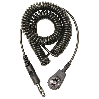 Spiral cable 3 mtr. Standard 4mm banana plug and 10mm female push button