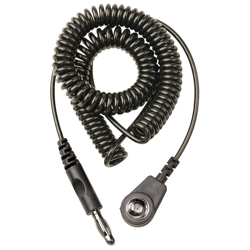 Spiral cable 2 mtr. Standard 4mm banana and 10mm female push button