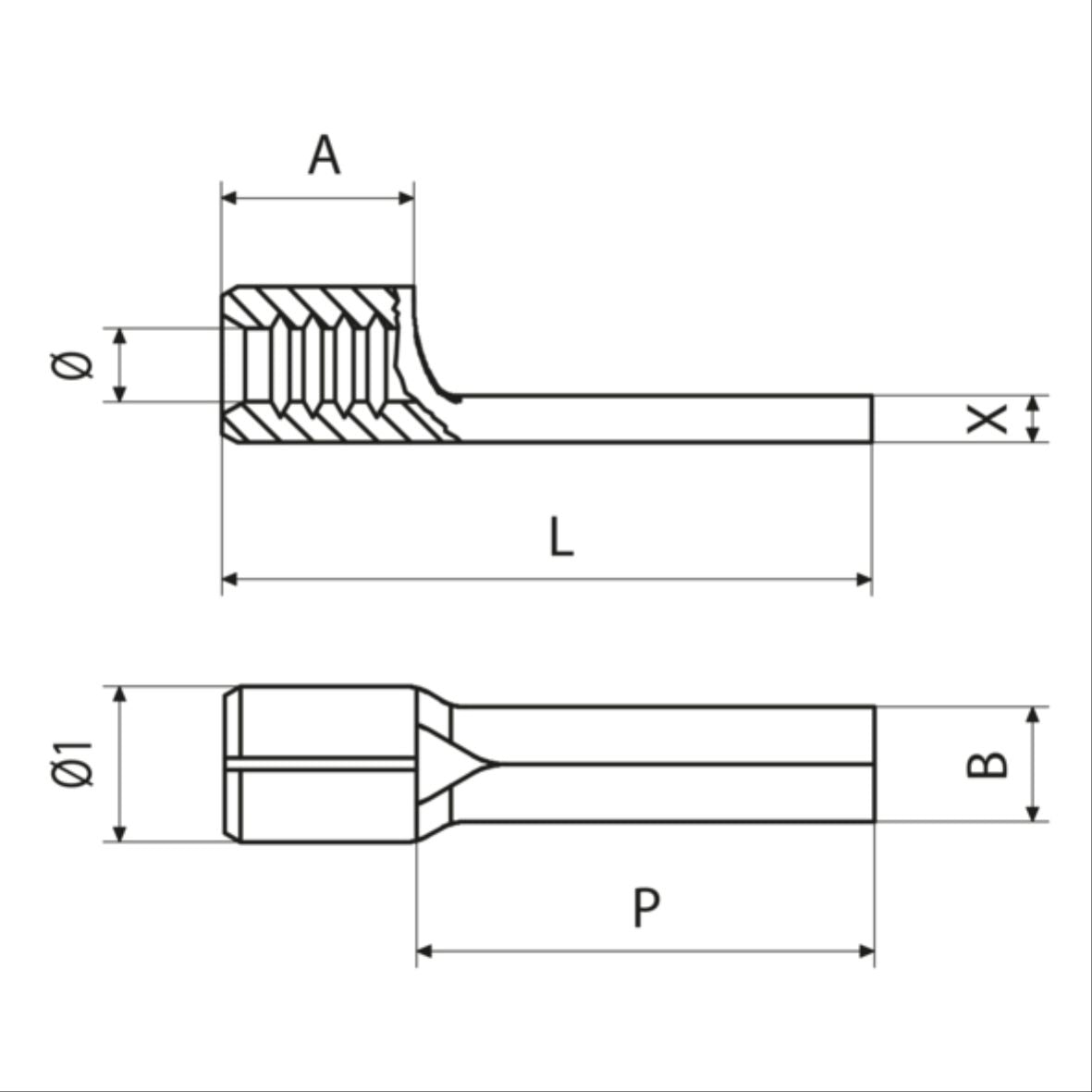CU-Pin cable lug uninsulated 25mm2 pin lgd. 20.3mm
